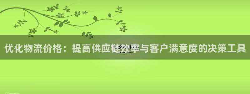 狗子28的平台：优化物流价格：提高供